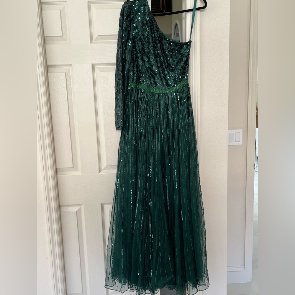 Mac Duggal One-Shoulder Green Sequin Dress - Picture 6 of 12